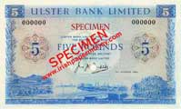 Ulster Bank 5 Pounds 1966