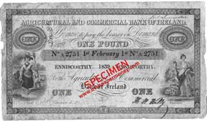 Agricultural & Commercial Bank of Ireland One Pound 1838