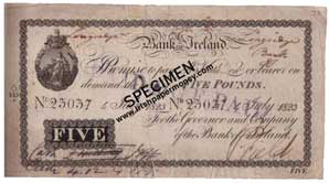 Bank of Ireland 5 pounds 1823