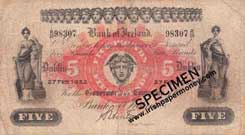 Bank of Ireland 5 Pounds 1922