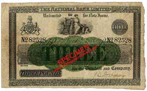 National Bank Three Pounds 1913