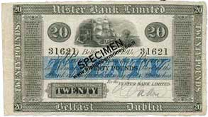 Ulster Bank 20 pounds 1914