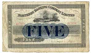 Northern Banking Company Five Pounds 1921
