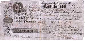 Ffrenchs Bank Post bill 3 Pounds 1813