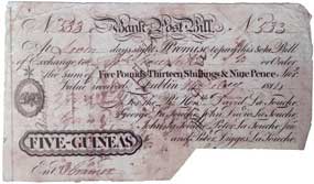 La Touche 5 guineas post bill 1814