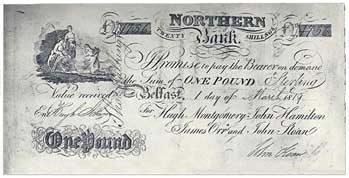 Northern Bank Hugh Montgomory One Pound 1819