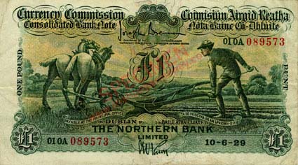 Northern Bank One Pound Ploughman 1929