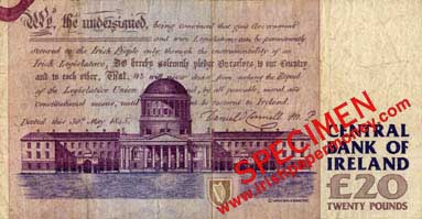 Central Bank of Ireland 20 Pounds Printed fold error reverse C Series