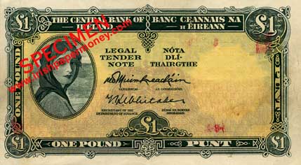 Ireland One Pound note error, missing date and serial numbers