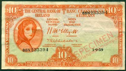 Central Bank of Ireland 10 Shilling note error