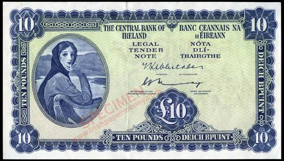 Date and serial numbers missing on 1973 Central Bank of Ireland Ten Pound note