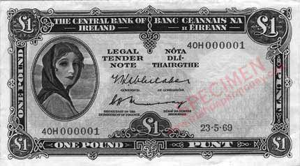 Central Bank of Ireland One Pound 1969