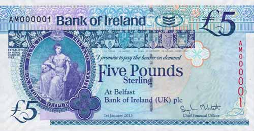 Bank of Ireland 5 Pounds 2013