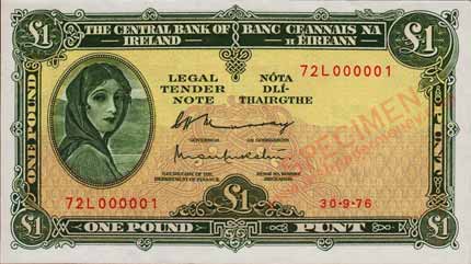 Central Bank of Ireland One Pound 1976