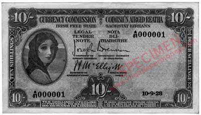 Currency Commission Irish Free State 10 Shillings 10 September 1928