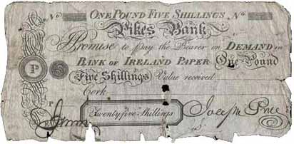Pike's bank Cork bank 25 shillings