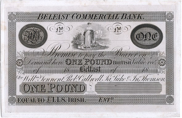 Belfast Commercial Bank. One Pound Proof ca1826