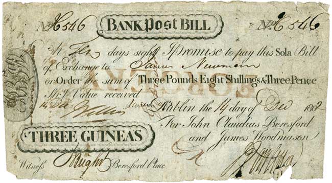 Beresford 3 Guineas 14th Dec 1802 contemporary forgery