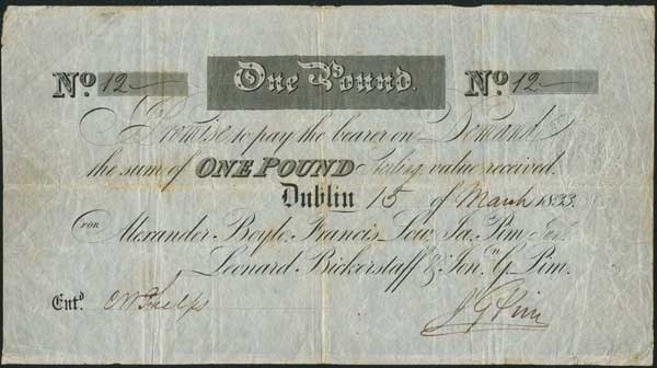 One Pound Alexander Boyle 15th March 1833