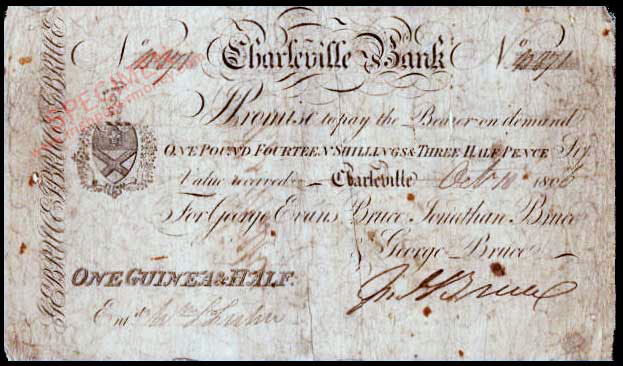 Charleville Bank George Evans Bruce & Co. One Guinea and Half 10th Oct.1806