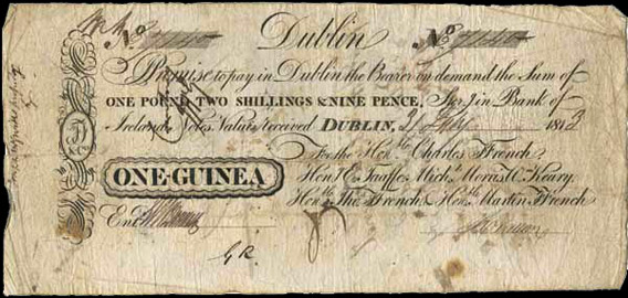 Ffrench's Bank Dublin One Guinea 31st July 1813