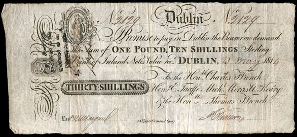 Ffrench's Bank Dublin 30 Shillings 21 May 1814