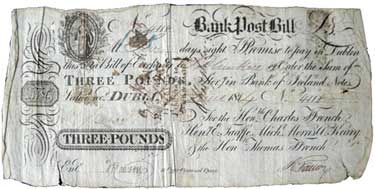 Ffrench's Bank. Tuam Three Pounds 1st June 1814