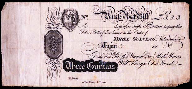 Ffrench's Bank Tuam 3 Guineas Proof ca1806. Hon. Sir Thomas Ffrench, Michael Morris, William Kearey, Charles Ffrench