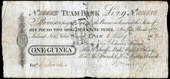 Ffrench's Bank Tuam One Guinea 6th May 1812
