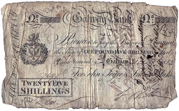 Joyce's Bank, Galway. 25 Shillings, 1813