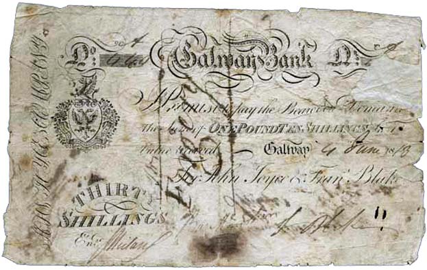 Joyce's Bank, Galway. 35 Shillings, 4th June 1813. Contemporary forgery