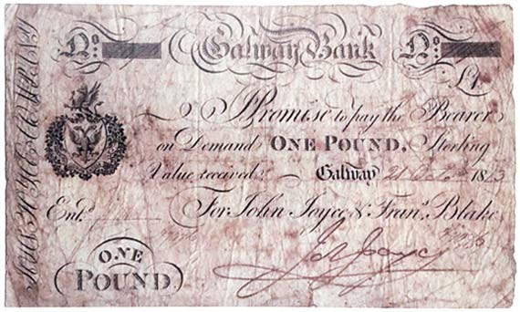 Joyce's Galway Bank. One guinea, 1st Dec 1813