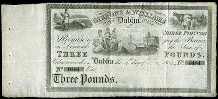 Gibbons & Williams, unissued 3 Pounds, 4th Dec 1834