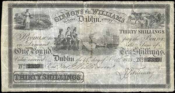 Gibbons and Williams 30 Shillings 14th Oct 1833