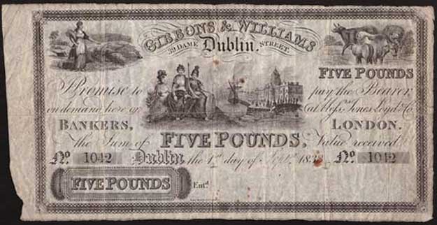 Gibbons & Williams, 5 Pounds, 1st Sept 1833