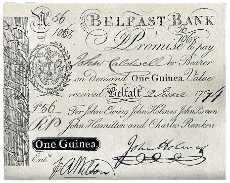Belfast Bank, John Ewing and Co. One Guinea 1794