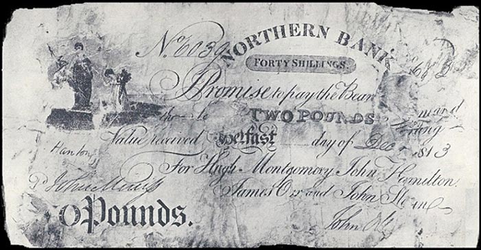 Hugh Montgomery Northern Bank 2 Pounds 1813