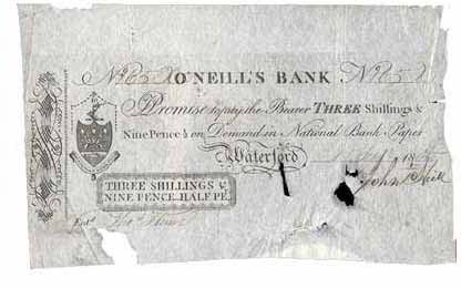 O'Neill's Bank Waterford silver note