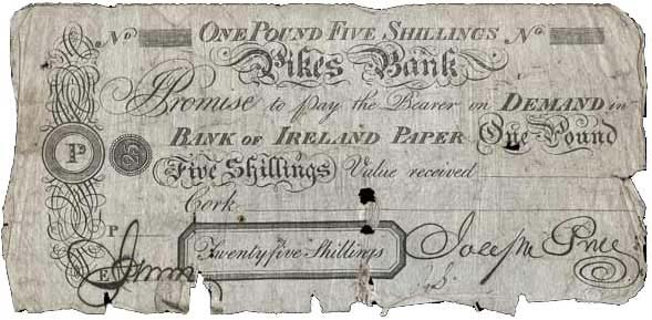 Pikes Bank, Cork one pound five shillings