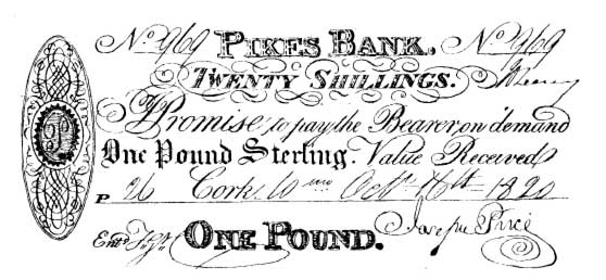 Pikes Bank, One Pound, Oct 16th 1820