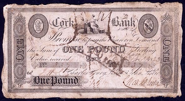Cork Bank, £1, 20th Oct 1823. Charles Henry Leslie & John Leslie