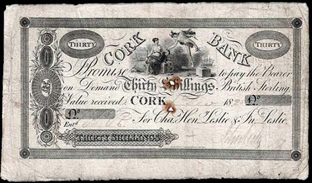 Thirty Shillings, Leslie's Cork Bank, 1 Dec 1825