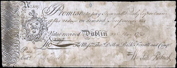 Thomas Dillon and Co. 10 Pounds sight bill 22 May 1753