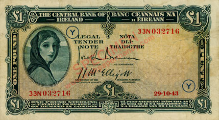 £1, dated 29.10.43, war code Y