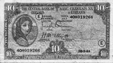 Central Bank of Ireland 10 shillings 1944