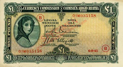 £1, dated 3.9.41, code B