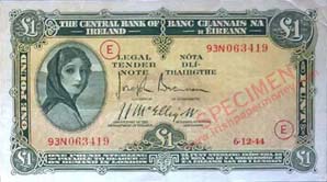 Ireland 1 Pound 1944 displaced code variety
