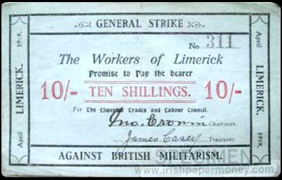 Limerick Soviet 10 Shilling no stamp