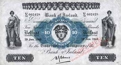 Bank of Ireland Ten Pounds 1943