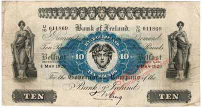 Bank of Ireland Ten Pounds 1929
